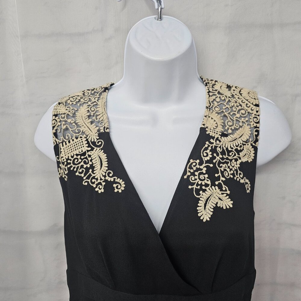 Anthropologie Meadow Rue Dress Black Tan Lace Sleeveless 4 - Picture 3 of 15